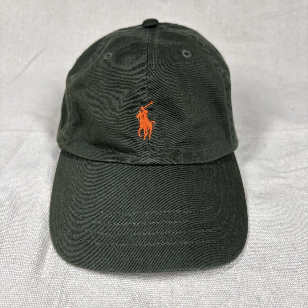 Polo By Ralph Lauren Hat Cap Strap Back Mens One Size Green Pony Logo Twill